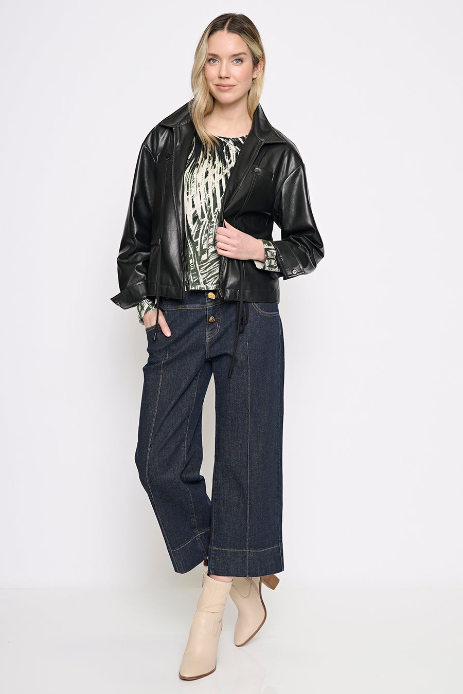 Zip-Front Soft Polyurethane Jacket Full Length