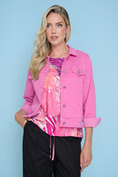 Flower Button Denim Jacket