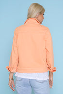 Flower Button Denim Jacket Back View