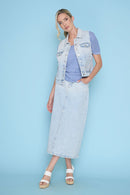 Rhinestone Denim Long Skirt Full Length