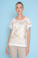 Solid Trim Printed Top