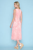 Burn Out Mesh Overlay Sleeveless Dress Back View