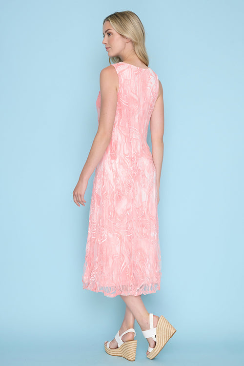 Burn Out Mesh Overlay Sleeveless Dress Back View