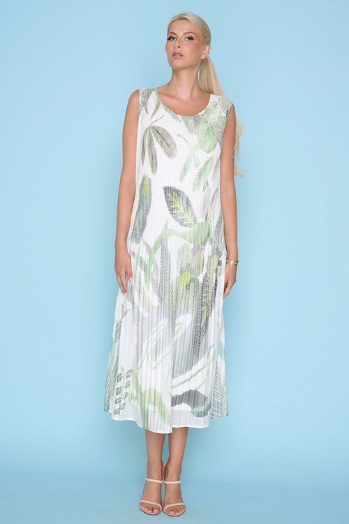 Sleeveless Pleated Long Dress