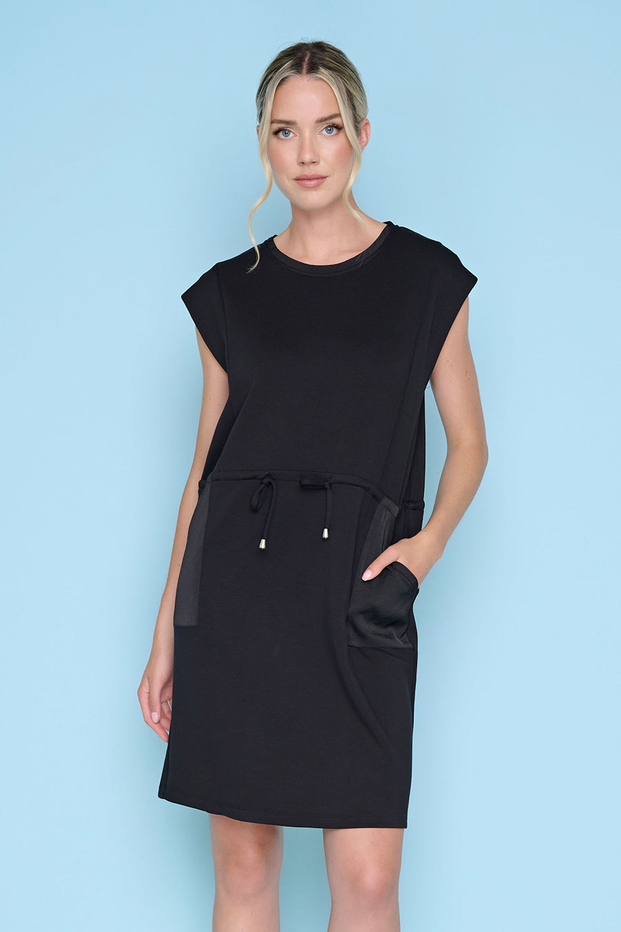 Sleeveless Drawstring Waist Dress