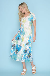 Cap Sleeve Printed Long Dress