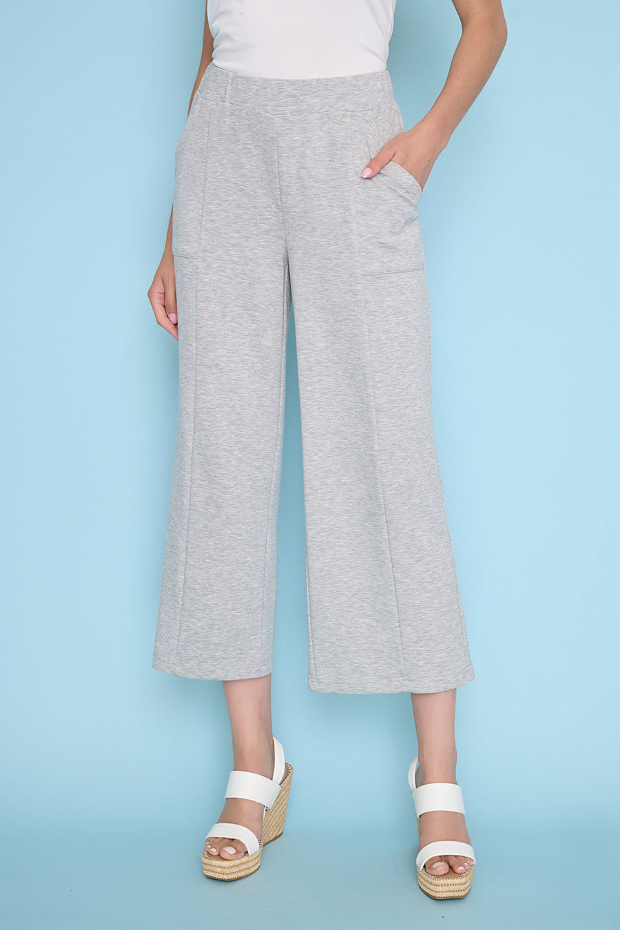 Tencel Scuba Wide-Leg Cropped Pants
