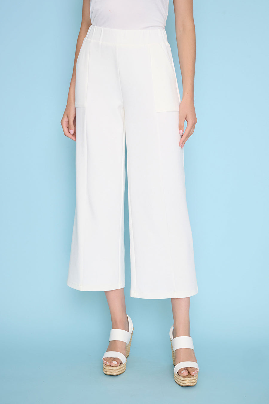Tencel Scuba Wide-Leg Cropped Pants