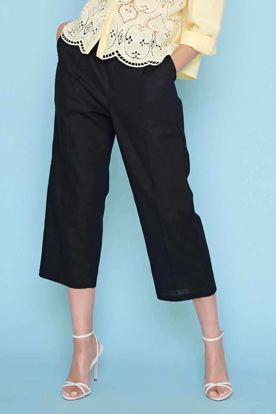 Tencel Scuba Wide-Leg Cropped Pants