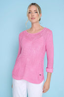 Curved Hem Knit Top Front View