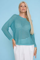 3/4 Sleeve Open Knit Top Front View