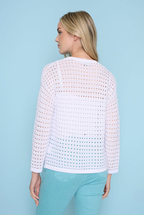 3/4 Sleeve Open Knit Top Back View