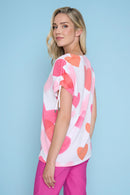 Ruched Shoulder Hearts Top