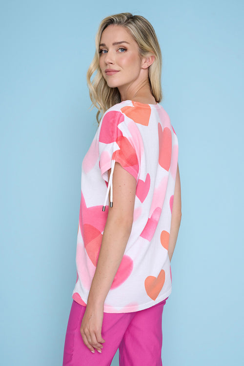 Ruched Shoulder Hearts Top