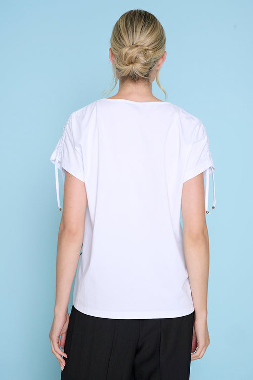 Ruched Shoulder Cord Embellished Top Back View