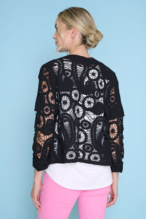 Crochet Button-Front Jacket
