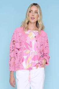 Crochet Button-Front Jacket