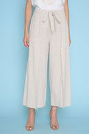 Belted Wide-Leg Cropped Pants