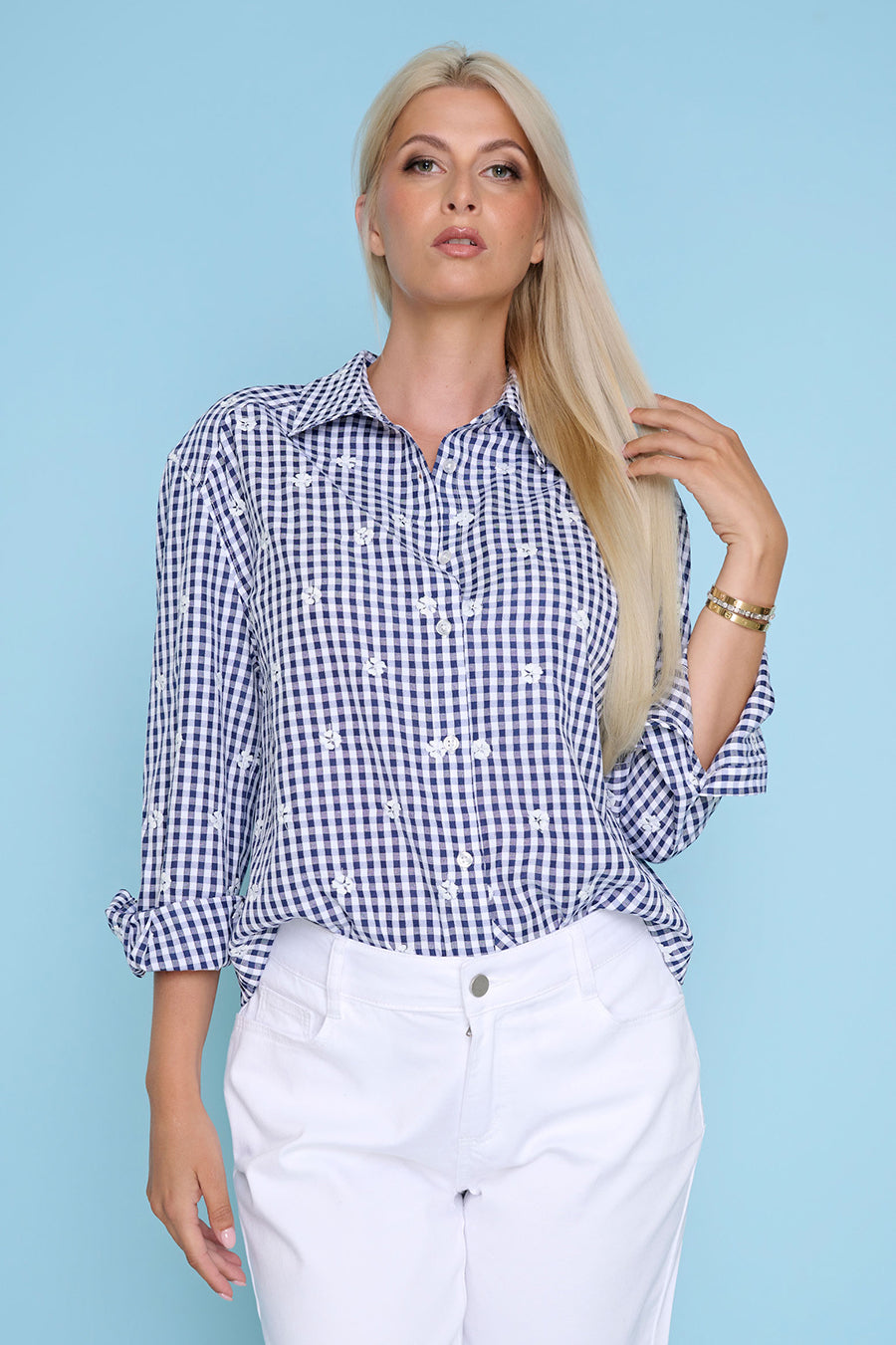 Gingham Embellished Shirt
