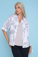 Short-Sleeve Button-Front Top Front View