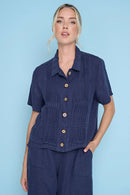 Short-Sleeves Pleated Detailed Jacket