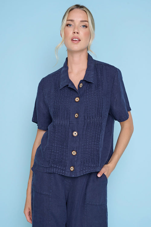 Short-Sleeves Pleated Detailed Jacket