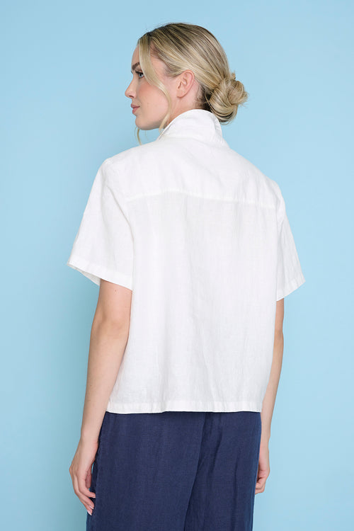 Short-Sleeves Pleated Detailed Jacket
