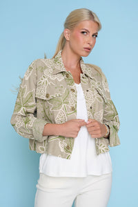 Embroidered Button-Front Jacket