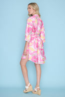 Curved-Hem Belted Dress