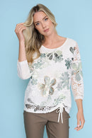 Floral Printed Drawstring Ruched Top
