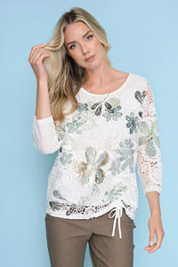 Floral Printed Drawstring Ruched Top