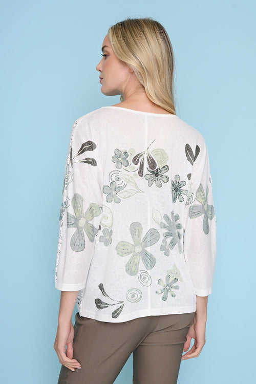 Floral Printed Drawstring Ruched Top