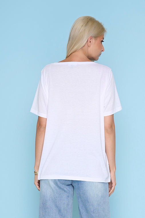 Printed Chiffon T-Shirt