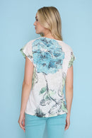 Lace Trim Printed Top Back View