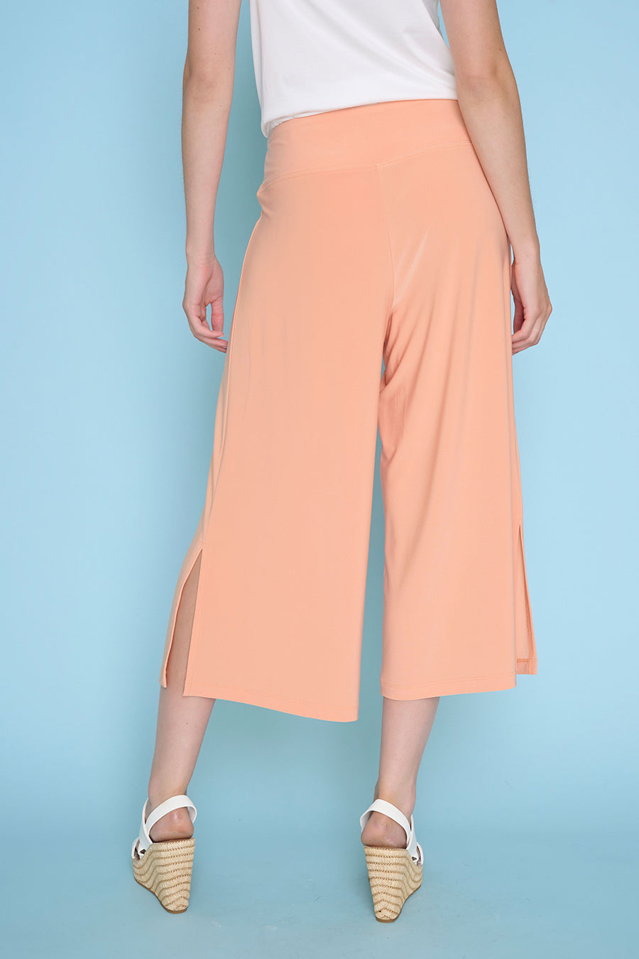 Wide-Leg Side-Slit Capri Pants Back View