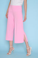 Wide-Leg Side-Slit Capri Pants Front View