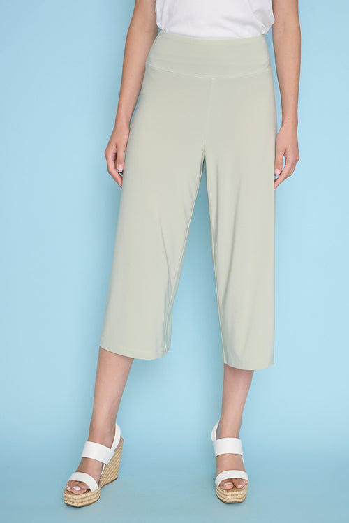 Wide-Leg Side-Slit Capri Pants Front View