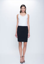 outfit featuring Ponte Straight Skirt in black by Picadilly Canada
