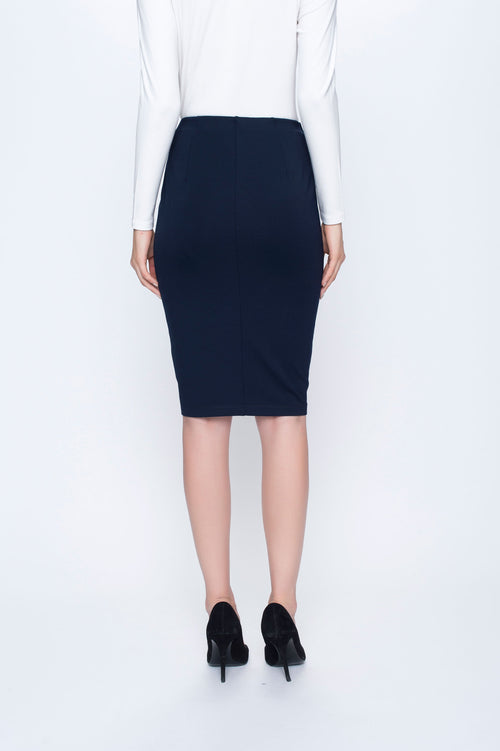 back view Pencil Skirt in deep navy by picadilly canada