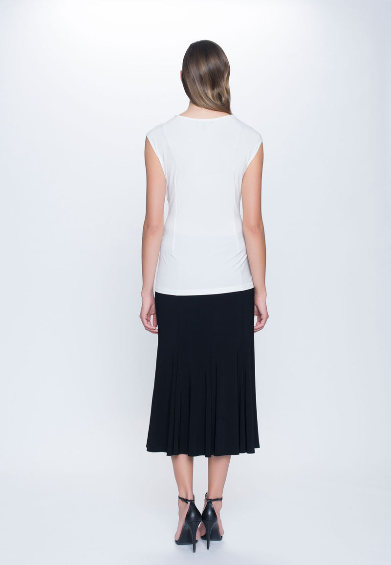 back view of outfit featuring Sweetheart Neckline Top in white by Picadilly Canada