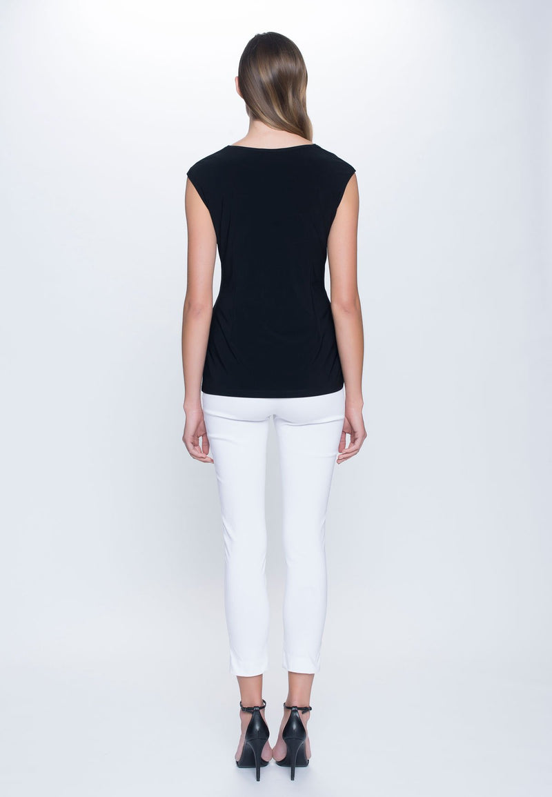 back view of outfit of Sweetheart Neckline Top in black by Picadilly Canada