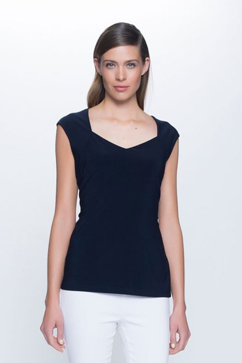 Sweetheart Neckline Top in deep navy by Picadilly Canada