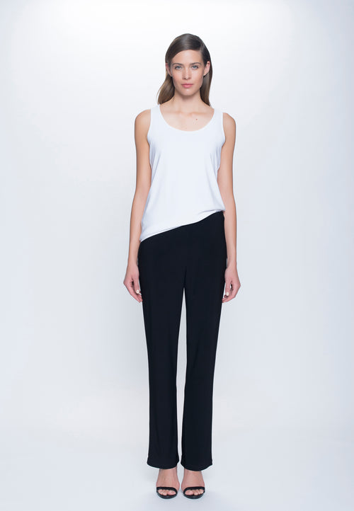 outfit of Pull-On Straight Leg Pant Petite Size in black by Picadilly Canada