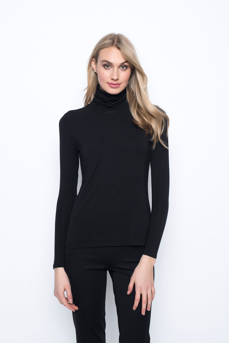 Long sleeve Turtleneck Top in black by Picadilly canada
