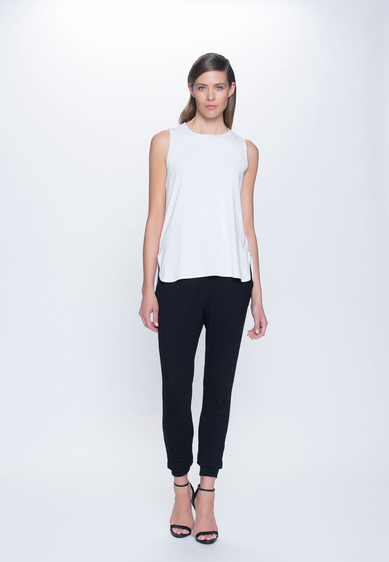 outfit featuring Curved Hem Tank Top in white by Picadilly canada