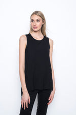 Curved Hem Tank Top in black by Picadilly canada