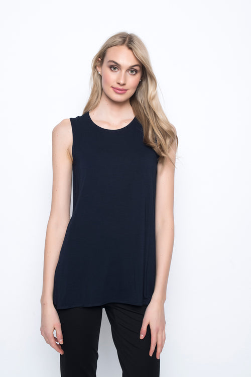 Curved Hem Tank Top in deep navy by Picadilly canada
