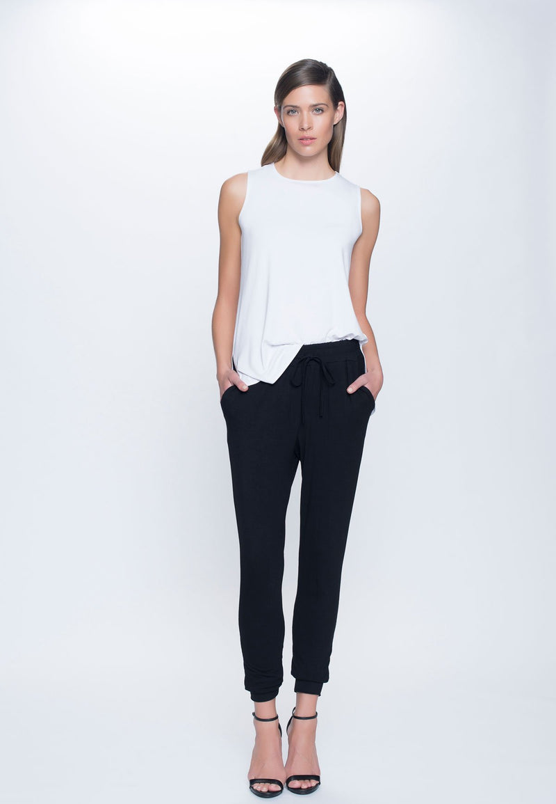 front view Drawstring Pant in black by Picadilly canada
