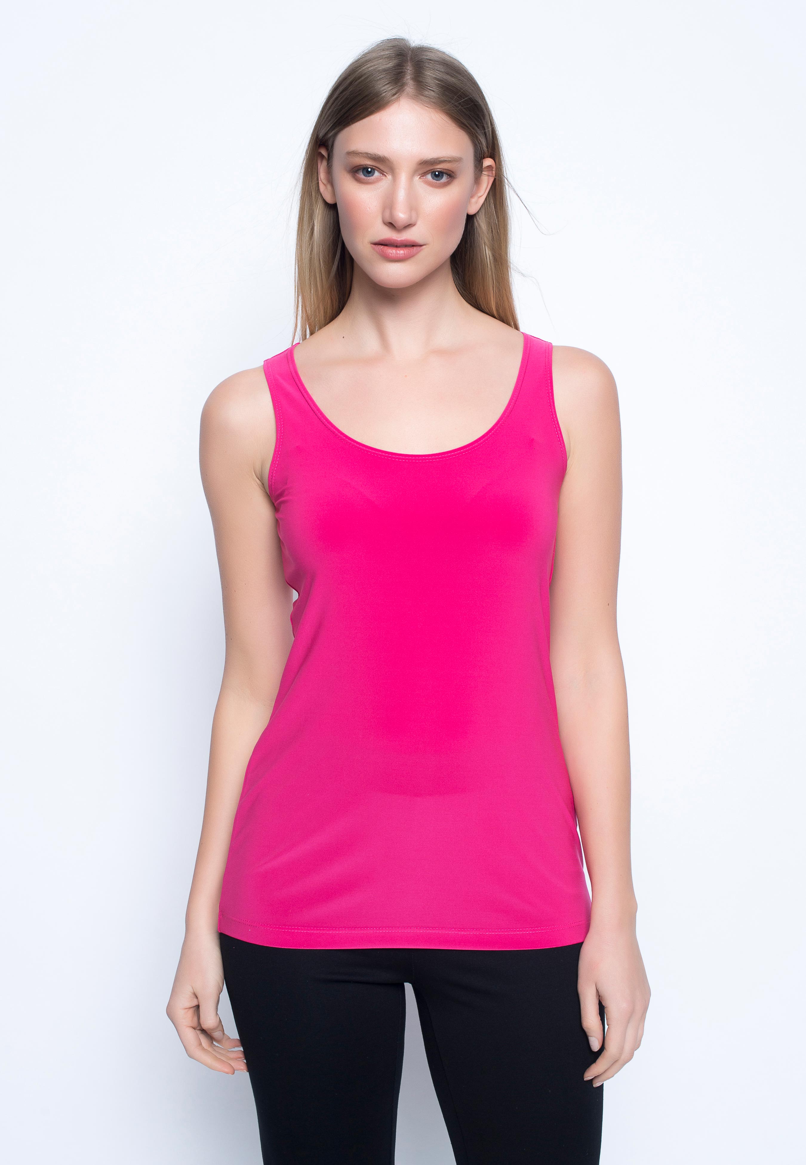 Scoop Neck Tank in hot pink by Picadilly canada