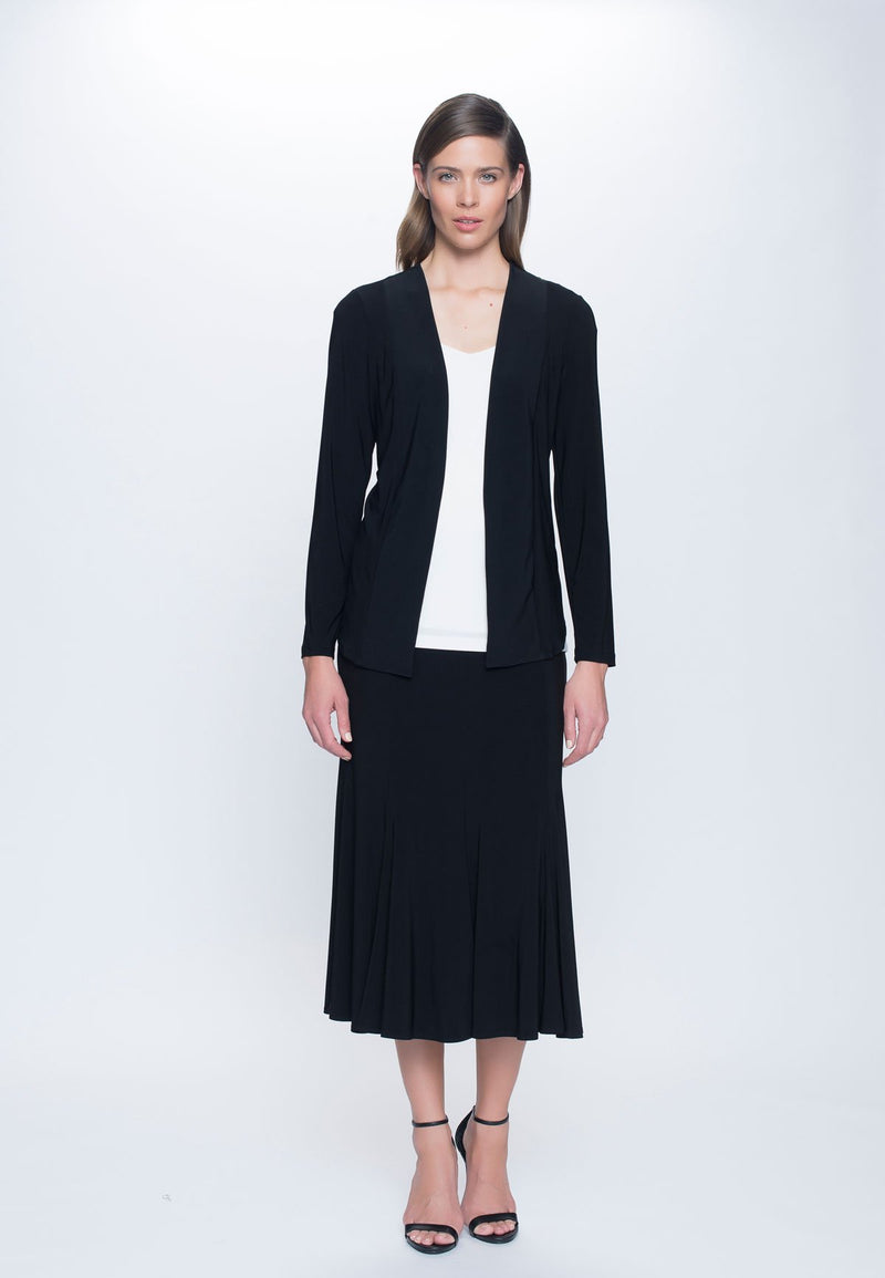 outfit featuring Long Open Front Jacket in black by picadilly canada